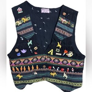 100th Day Of School XS Teacher Vest Shirt Hippie Safari Cowgirl Southwest Retro